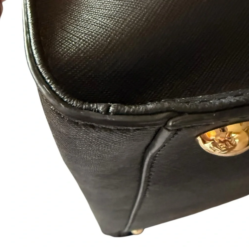 Michael Kors Black Saffiano Leather Satchel with Gold Hardware